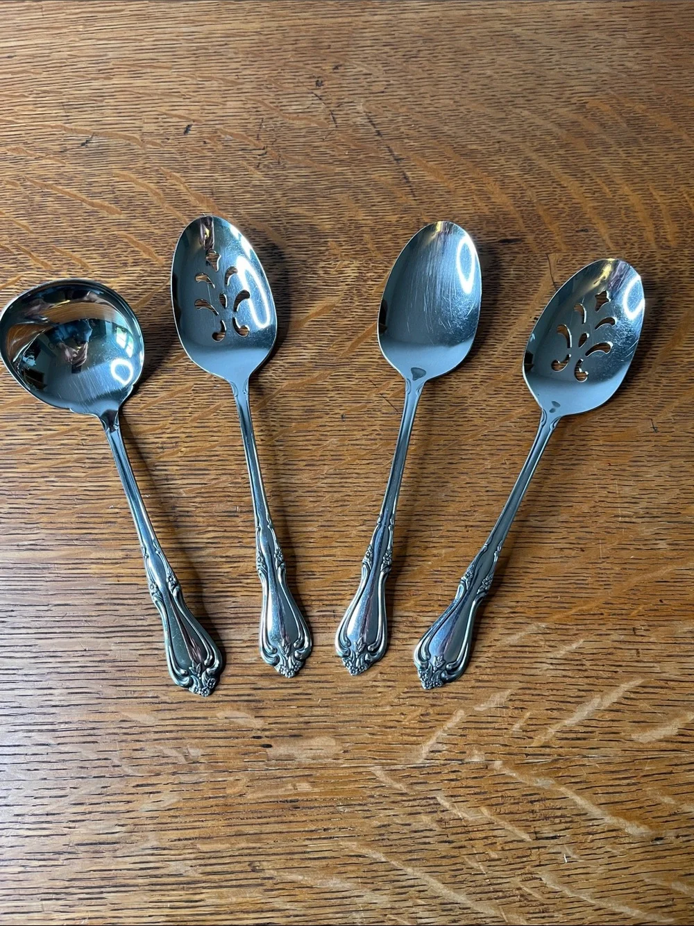 Vintage Oneida WM Dalton Briarwood Stainless Serving Set - 4 Pc Ladle & Spoons